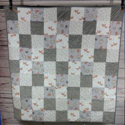 Woodland Patchwork Baby Quilt Minky Blanket Handmade Shower Gift - thumbnail 4
