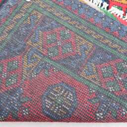 2'7x9'3 Afghan Red Runner Rug, Handmade Wool Multicolor Natural Veg Dyes Turkmen Bukhara Oriental Hallway Rug - thumbnail 4