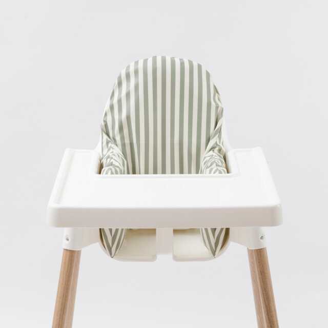 Wipeable Cushion Cover For Ikea Antilop Highchair - Sage Stripes - image 1