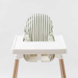 Wipeable Cushion Cover For Ikea Antilop Highchair - Sage Stripes - thumbnail 1