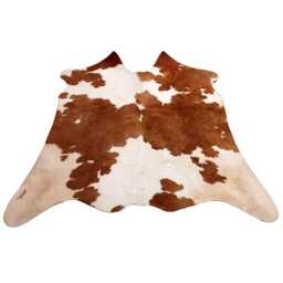 Authentic Medium Dark Brown & White Cowhide Rug - Luxurious Hair-On Leather For Sophisticated Spaces - 40x45 Inches - thumbnail 1