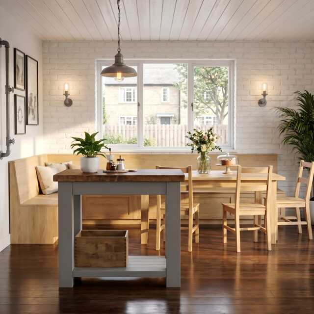 Neston Kitchen Island/Breakfast Bar Rustic Grey Painted - image 1