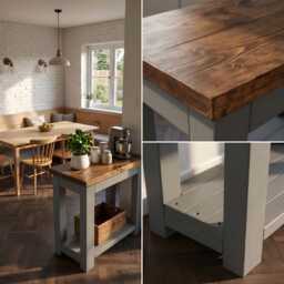 Neston Kitchen Island/Breakfast Bar Rustic Grey Painted - thumbnail 2