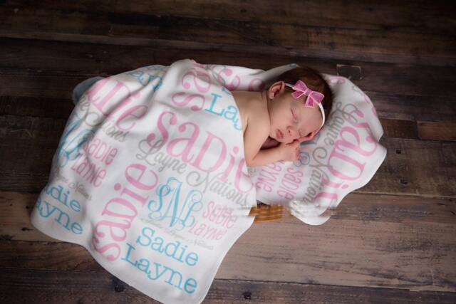 Personalized Baby Name Blanket, Monogrammed Newborn Blankets, Swaddle Receiving Handmade Unqiue Shower Gift, Milestone - image 1