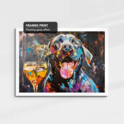 Labrador Retriever Toasting Drinks Dog Pet Art Abstract Oil Painting Framed Poster Print & Canvas Wall Living Home Decor Interior - thumbnail 3