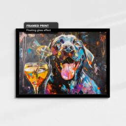 Labrador Retriever Toasting Drinks Dog Pet Art Abstract Oil Painting Framed Poster Print & Canvas Wall Living Home Decor Interior - thumbnail 2