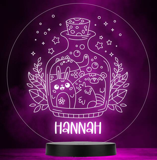 Kids Cute Animals in A Magic Bottle Round Colour Change Lamp Night Light - image 1
