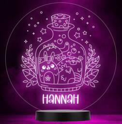 Kids Cute Animals in A Magic Bottle Round Colour Change Lamp Night Light - thumbnail 1