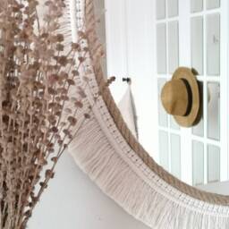 Large Macrame Mirror - White Wall Decor Housewarming & Birtday Gift Living Room Boho Express Shipping - 1-3 Days - thumbnail 2