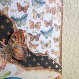 Handmade Glitter Butterfly Collage Recycled Wood Pallet Wall Art - thumbnail 3