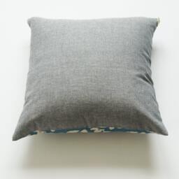 Indigo Blue Leaf Square Pillow Sham-Hand Block Printed - 20 X Cotton Throw Cover - thumbnail 2