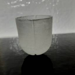 Translucent Cast Glass Candleholder, Kilncast Glass Art - thumbnail 4