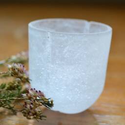 Translucent Cast Glass Candleholder, Kilncast Glass Art - thumbnail 2