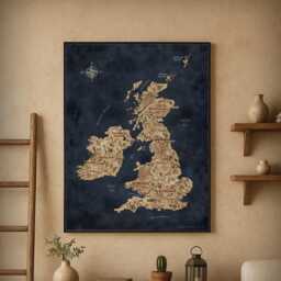 Fantasy Map Of British Isles & Ireland, Vintage Style UK Print, Medieval Cartography Wall Art - thumbnail 1