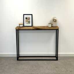 Handmade Solid Wood Console Table Black Steel Frame Hallway Table - thumbnail 3