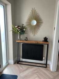 Handmade Solid Wood Console Table Black Steel Frame Hallway Table - thumbnail 1