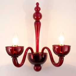 Murano Wall Lamp Hand-Blown Red Glass - Vintage Italian Design - thumbnail 3