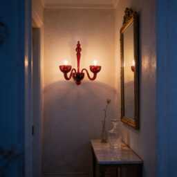 Murano Wall Lamp Hand-Blown Red Glass - Vintage Italian Design - thumbnail 2