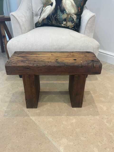 The Batsford - Reclaimed Pine Stool Handmade Rustic Wooden Footstool, Solid Wood Side Table Or Small Bench - image 1