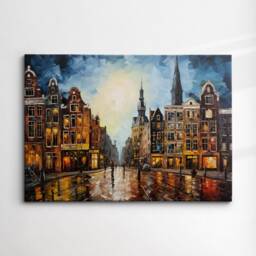 Amsterdam City Street Abstract America Modern Painting Wall Art, Framed Canvas Poster Print, Home/Office Room Decor, Gifts - thumbnail 3