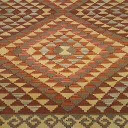 Hand Knotted Wool Kilim 5x8, Terracotta Rust Area Rug, Geometric Flatweave Turkish Style - thumbnail 2