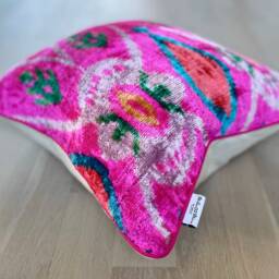 Velvet Ikat Pillow Cover Adventure Awaits - Decorative Cushion For Sofa Or Bed - thumbnail 2