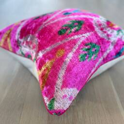 Velvet Ikat Pillow Cover Adventure Awaits - Decorative Cushion For Sofa Or Bed - thumbnail 3