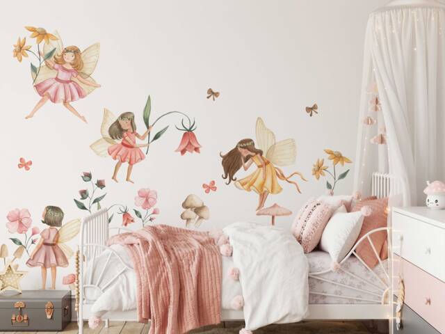 Watercolor Fairy Wall Decal Removable Nursery Fairytale Sticker - image 1