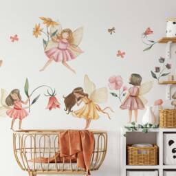 Watercolor Fairy Wall Decal Removable Nursery Fairytale Sticker - thumbnail 4