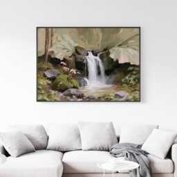 Forest Waterfall Poster, Green Landscape Print, Nature Wall Art, Paper - thumbnail 3