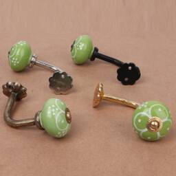 Green Ceramic Flower Curtain Tie Back Hook Rustic Towel Hook - thumbnail 3