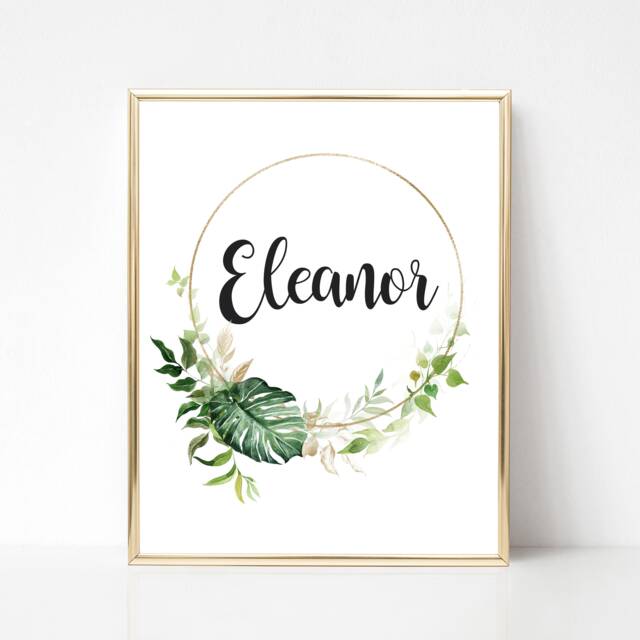 Personalised Tropical Nursery Print, Green Room Decor, Leaves, Theme Prints - image 1