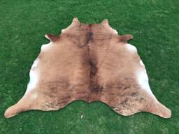 Genuine Brown & White Cow Skin-Hain On Cowhide For Living Room-Western Decor Cowhide-Brazillian Area Rug-Natural Tricolor - thumbnail 1