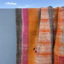 Cotton Kantha Quilt Block Print Patchwork Reversible Handmade Artistic Bedspread - thumbnail 3