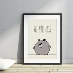 Nursery Printable Bear Poster For Kids Wall Art Baby Room Decor Brown Grey Background - thumbnail 1