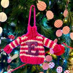 Personalized Knitted Mini Sweater Ornament, Festive Gifts, Christmas Ornaments - thumbnail 3