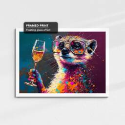 Meerkat Toasting Drink Glasses Animal Art Abstract Oil Painting Framed Poster Print & Canvas Wall Living Home Decor Interior Gift - thumbnail 3