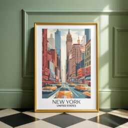 New York City Travel Print Colourful Nyc Art - thumbnail 1