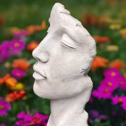 Large Face Figurine Concrete Head Bust Stone Woman Sculpture Cement Human Statue Massive Garden Art Decor Lawn Ornament - thumbnail 4