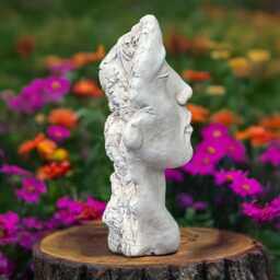 Large Face Figurine Concrete Head Bust Stone Woman Sculpture Cement Human Statue Massive Garden Art Decor Lawn Ornament - thumbnail 3