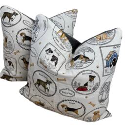 Woven Dog Breed Cushion Cover, Grey Velvet Back - thumbnail 3