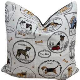 Woven Dog Breed Cushion Cover, Grey Velvet Back - thumbnail 2