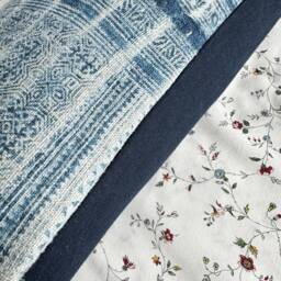 "Vintage Hmong Pillow Cover Indigo Hand Block Print, Hemp Cushion - 12"" X 20" - thumbnail 4