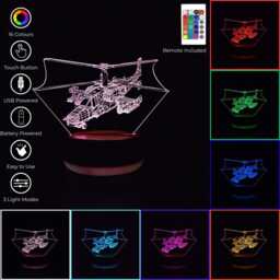 Helicopter Led Night Light, Gift, Chopper Gifts For Kids, Dad Lights, Bedroom Light - thumbnail 2