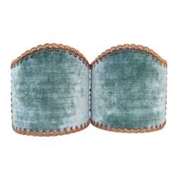 Pair Of Clip-On Shield Shades Sage Green Velvet Rubelli Fabric Mini Lampshade - Handmade in Italy - thumbnail 1