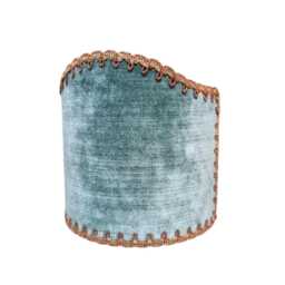 Pair Of Clip-On Shield Shades Sage Green Velvet Rubelli Fabric Mini Lampshade - Handmade in Italy - thumbnail 4