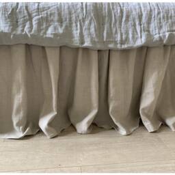 Natural Linen Bed Skirt in Dark Linen Shade, Dust Ruffles, Skirts, Skirt, Shabby Chic Bedding - thumbnail 2