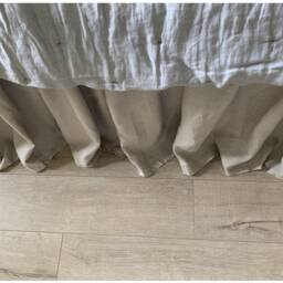 Natural Linen Bed Skirt in Dark Linen Shade, Dust Ruffles, Skirts, Skirt, Shabby Chic Bedding - thumbnail 4