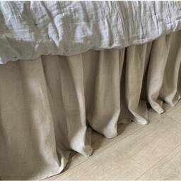 Natural Linen Bed Skirt in Dark Linen Shade, Dust Ruffles, Skirts, Skirt, Shabby Chic Bedding - thumbnail 3