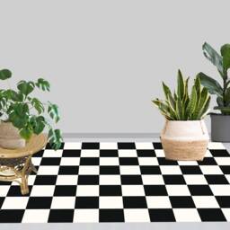 Black & White Vinyl Mat.art Mat.mat Floors.vinyl Floor Mat.pvc Rug.vinyl Rug.kitchen Rug. Linoleum Rug.checkerboard Pattern Mat.floor Mat - thumbnail 2